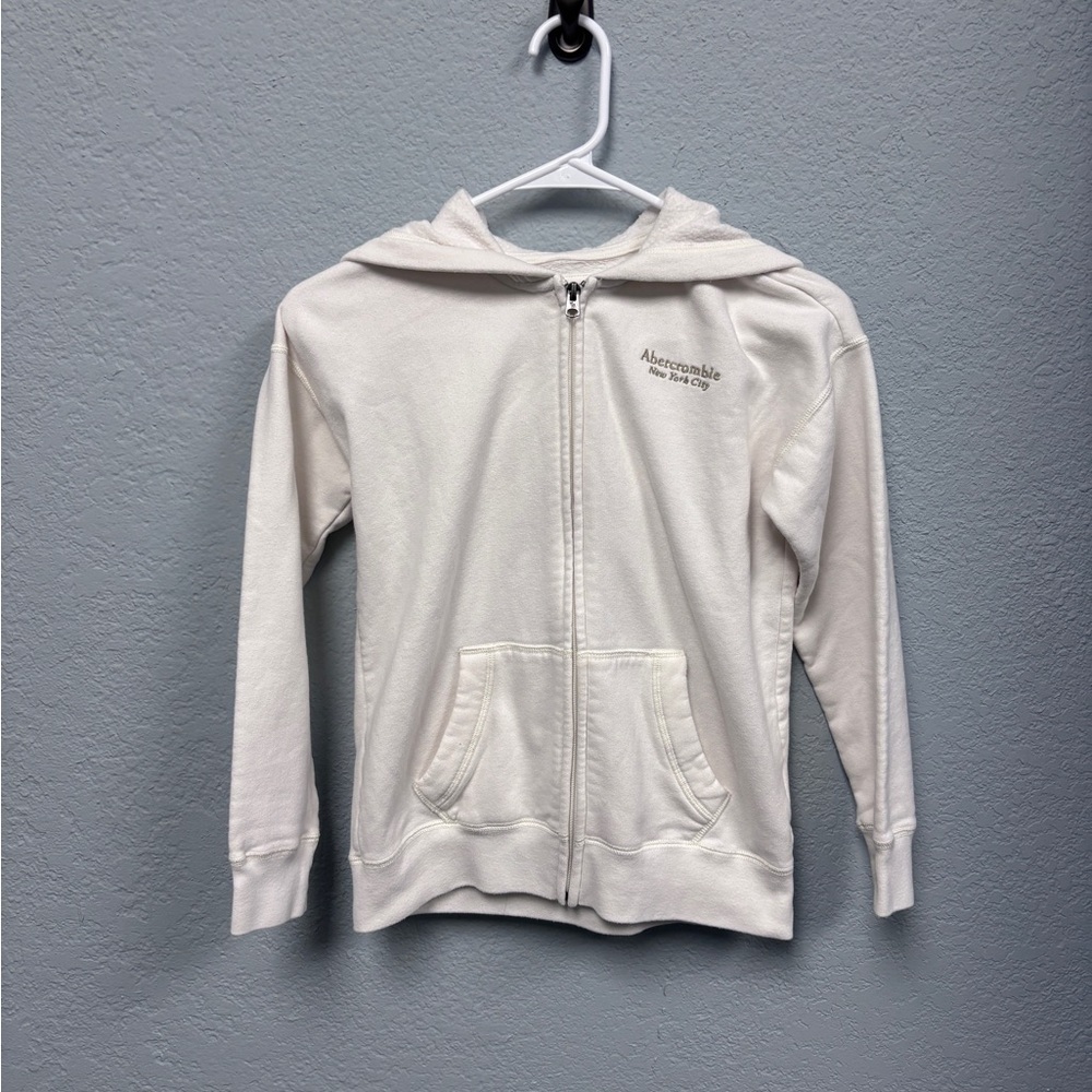 Abercrombie Kids 9-10yo Soft White/Cream Full Zip Hoodie, EUC - Picture 8 of 13